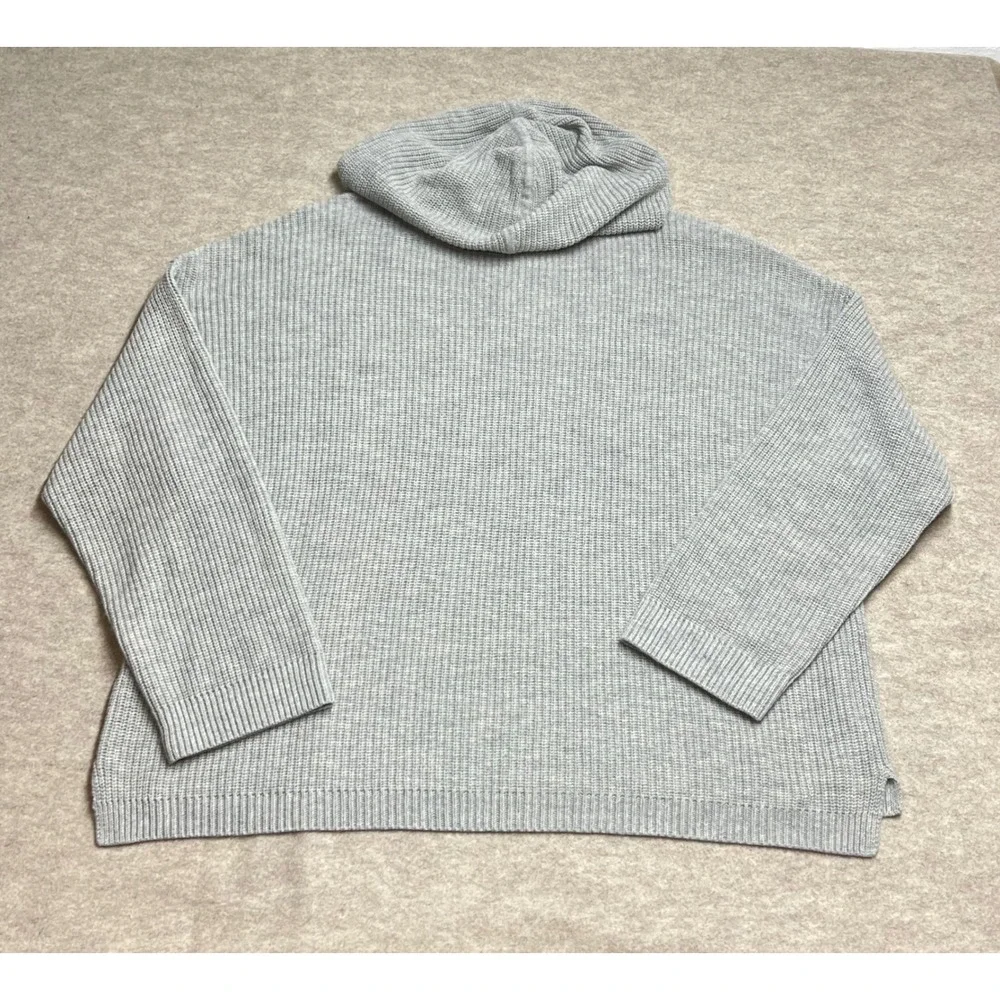 Toad&Co Womens Gray Durawool Knit Hoodie Sweater Large Oversized Wool Blend EUC - Picture 5 of 7